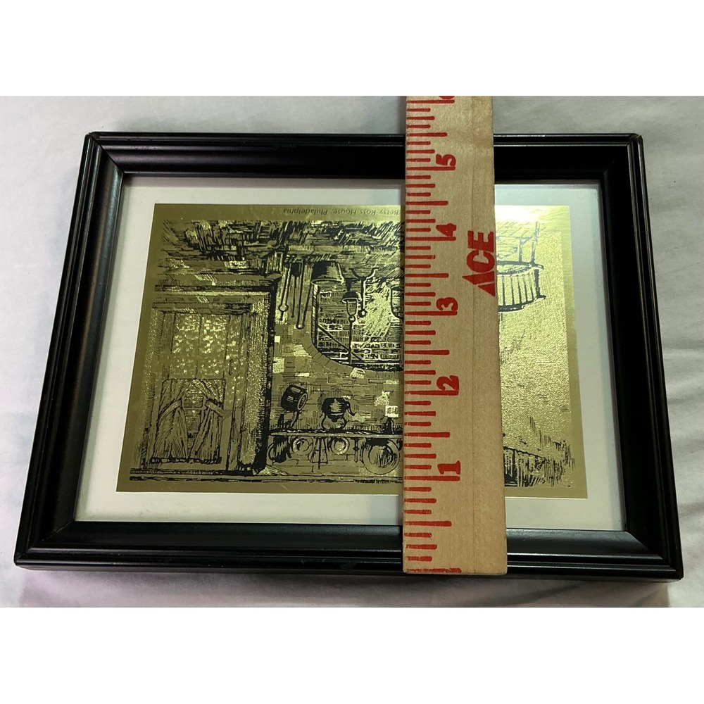 Vintage Betsy Ross House Philadelphia Gold Foil Framed Wall Art Print Decor - Picture 6 of 7